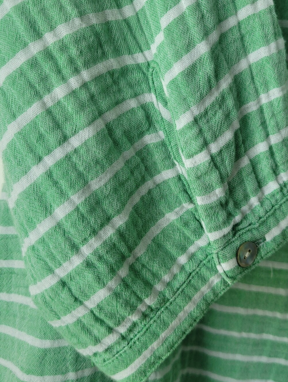 J. Jill Womens Size XL 100% Cotton Striped Button Up Seaglass/Mint Green - Picture 3 of 8